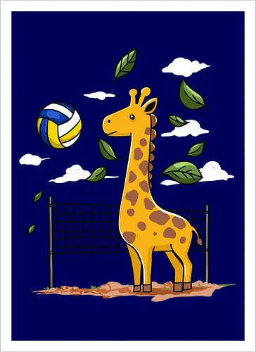 Giraffe Playing Volleyball