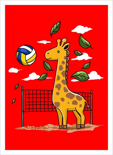 Giraffe Playing Volleyball