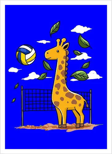 Giraffe Playing Volleyball