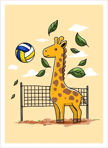 Giraffe Playing Volleyball