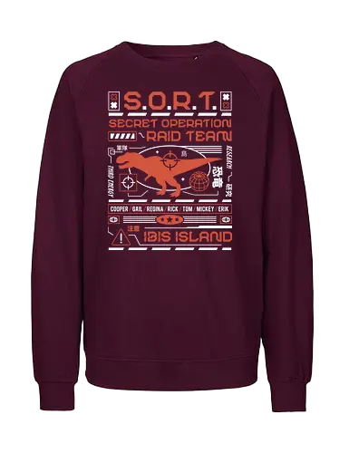 Ibis Island Aesthetic - dino, dinosaur, crisis, gamer, gaming, nostalgia, regina, retro, sort, survival horror, t rex, trex, video game, dylan morton - Fairtrade Sweatshirt