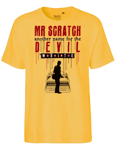  Scratch Devil And Writer - alan, video game, video games, gaming, gamer, control, american nightmare, deer fest, oh deer diner, coffee thermos, cauldron, lake, night, springs, wake - Fairtrade T-Shirt