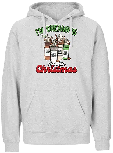 I'm dreaming of a white Christmas - humor, christmas, holiday, coffee, lattes, festive, playful, drinks, design - Fairtrade Hoodie