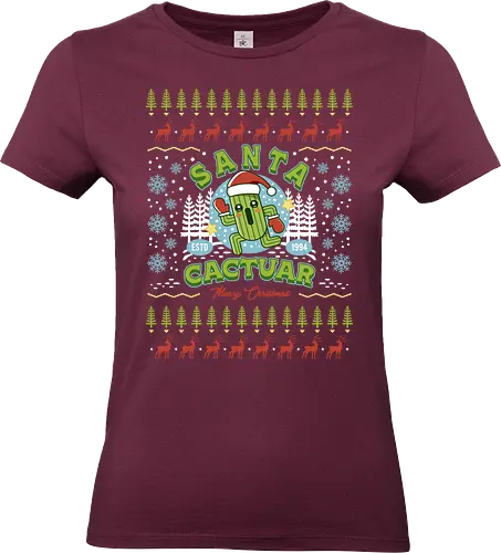 Santa Cactus Christmas - Final, kweh, fantasy, video game, gaming, gamer, christmas, xmas, merry christmas ugly christmas sweater, ugly sweater - Standard T-Shirt (Frauen)
