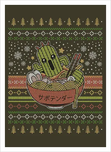 Cactus Ramen Ugly Sweater