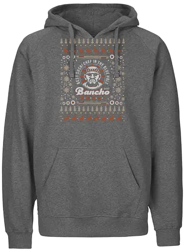 Bancho Sushi Ugly Sweater - dave, game, gaming, video game, gamer, japanese food, fishing, diver, diving game, ramen, bancho sushi, fish, chef, dave, adventure, christmas, ugly sweater, xmas, ugly christmas sweater - Fairtrade Hoodie