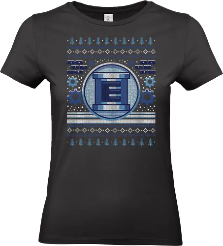 E Tank Ugly Sweater - the blue bomber, Christmas, xmas, ugly chirtsmas sweater, mega, rockman, arcade, gamer, gaming, video games, robot, etank, e tank, servbot, misadventures of tron bonne, tron bonne, dr wily - Standard T-Shirt (Frauen)