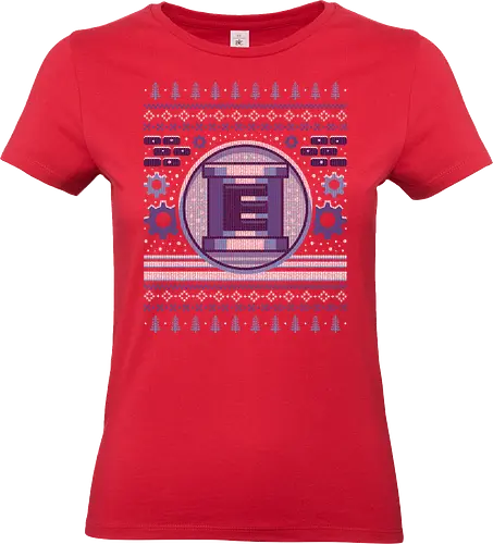 E Tank Ugly Sweater - the blue bomber, Christmas, xmas, ugly chirtsmas sweater, mega, rockman, arcade, gamer, gaming, video games, robot, etank, e tank, servbot, misadventures of tron bonne, tron bonne, dr wily - Standard T-Shirt (Frauen)