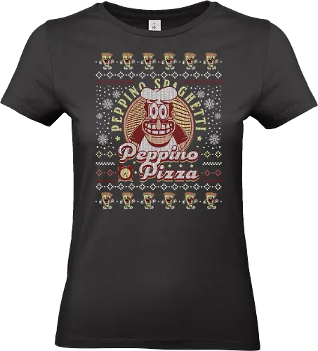 Peppino Pizza Ugly Sweater - pizza, italian, food, tower, game, gaming, gamer, video game, video games, peppino spaghetti, indie, games, pizzaface, time, ugly christmas sweater, christmas, xmas - Standard T-Shirt (Frauen)