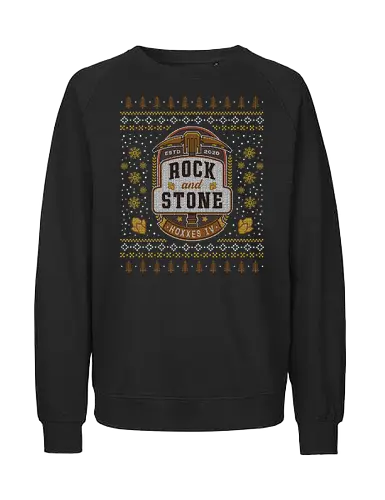 Rock And Stone Ugly Sweater - deep rock, dwarf, dwarves, minig, video game, gaming, gamer, space, and stone, galaxy, pickaxe, hoxxes, deep rock survivor, fantasy, ugly christmas sweater, xmas - Fairtrade Sweatshirt
