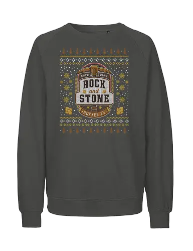 Rock And Stone Ugly Sweater - deep rock, dwarf, dwarves, minig, video game, gaming, gamer, space, and stone, galaxy, pickaxe, hoxxes, deep rock survivor, fantasy, ugly christmas sweater, xmas - Fairtrade Sweatshirt