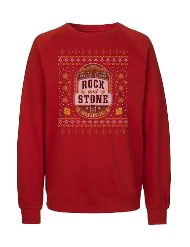 Rock And Stone Ugly Sweater - deep rock, dwarf, dwarves, minig, video game, gaming, gamer, space, and stone, galaxy, pickaxe, hoxxes, deep rock survivor, fantasy, ugly christmas sweater, xmas - Fairtrade Sweatshirt