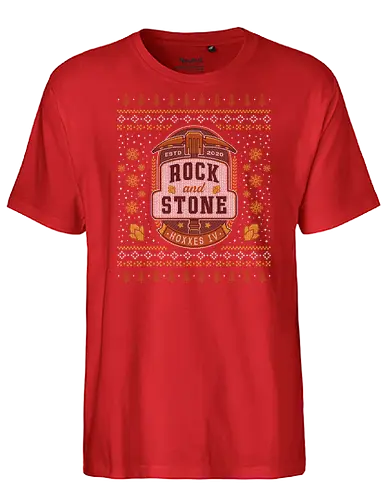 Rock And Stone Ugly Sweater - deep rock, dwarf, dwarves, minig, video game, gaming, gamer, space, and stone, galaxy, pickaxe, hoxxes, deep rock survivor, fantasy, ugly christmas sweater, xmas - Fairtrade T-Shirt