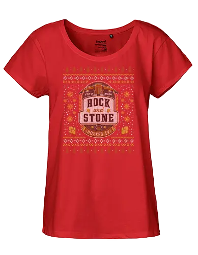Rock And Stone Ugly Sweater - deep rock, dwarf, dwarves, minig, video game, gaming, gamer, space, and stone, galaxy, pickaxe, hoxxes, deep rock survivor, fantasy, ugly christmas sweater, xmas - Fairtrade Girl Shirt