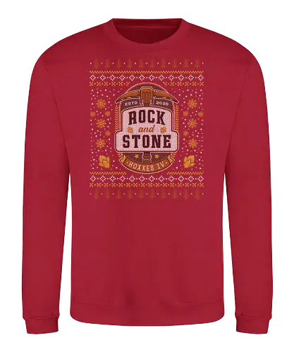Rock And Stone Ugly Sweater - deep rock, dwarf, dwarves, minig, video game, gaming, gamer, space, and stone, galaxy, pickaxe, hoxxes, deep rock survivor, fantasy, ugly christmas sweater, xmas - Sweatshirt