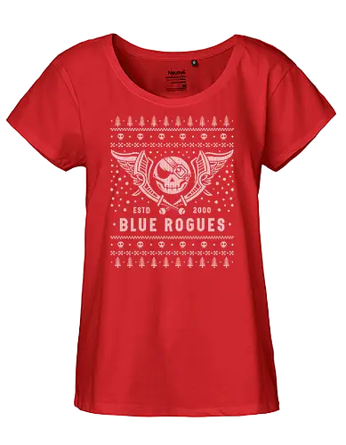Blue Rogues Air Pirates Christmas - skies, legends, arcadia, sky pirates, air pirates, blue rogues, dreamcast, vyse, skull, adventure, rpg, jrpg, video game, gaming, ugly christmas sweater, nostalgia, christmas, xmas - Fairtrade Girl Shirt