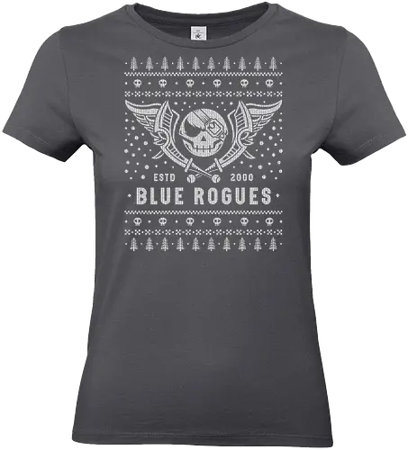 Blue Rogues Air Pirates Christmas - skies, legends, arcadia, sky pirates, air pirates, blue rogues, dreamcast, vyse, skull, adventure, rpg, jrpg, video game, gaming, ugly christmas sweater, nostalgia, christmas, xmas - Standard T-Shirt (Frauen)