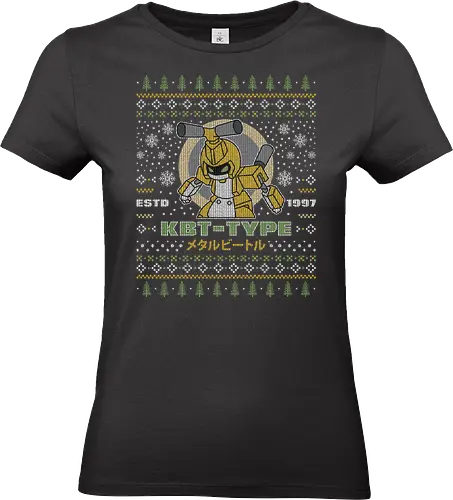 Kbt Type Ugly Sweater - meda, medarot, robots, metabee, metal beetle, game, gaming, video games, nostalgia, retro, anime, 90s, cartoon, ugly christmas sweater, christmas, ugly sweater, xmas - Standard T-Shirt (Frauen)