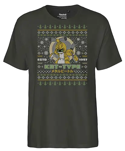 Kbt Type Ugly Sweater - meda, medarot, robots, metabee, metal beetle, game, gaming, video games, nostalgia, retro, anime, 90s, cartoon, ugly christmas sweater, christmas, ugly sweater, xmas - Fairtrade T-Shirt