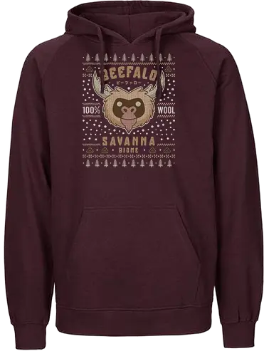 Savanna Beefalo Ugly Sweater - starve, together, beefalo, beefalo wool, wilson, gaming, video game, abigail, survive, survival, scary, goth, monster, animal, ugly christmas sweater, christmas, xmas, merry Christmas - Fairtrade Hoodie