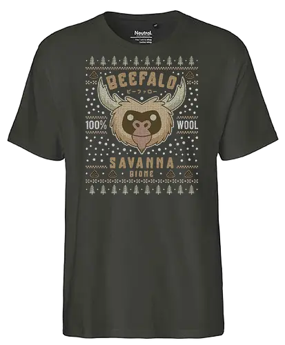 Savanna Beefalo Ugly Sweater - starve, together, beefalo, beefalo wool, wilson, gaming, video game, abigail, survive, survival, scary, goth, monster, animal, ugly christmas sweater, christmas, xmas, merry Christmas - Fairtrade T-Shirt