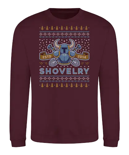 Shovelry Ugly Sweater - shovel, plague knight, tinker knight, engineer, enchantress, treasure knight, shovel, game, gamer, gaming, video game, retro, shovelry, indie, ugly christmas sweater, christmas, xmas - Sweatshirt