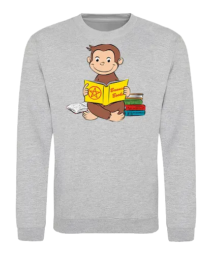 Curious reader - curious, monkey, books, funny, retro, vintage - Sweatshirt