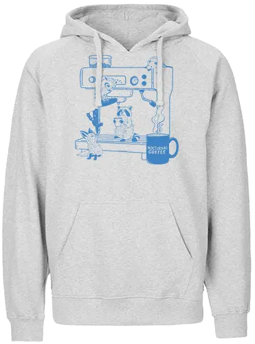 Nocturnal Coffee  - nocturnal, coffee, animal, minimalist, raccoon, fox, owl, opossum, espresso, coffee lover - Fairtrade Hoodie