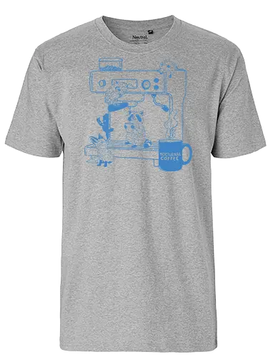 Nocturnal Coffee  - nocturnal, coffee, animal, minimalist, raccoon, fox, owl, opossum, espresso, coffee lover - Fairtrade T-Shirt