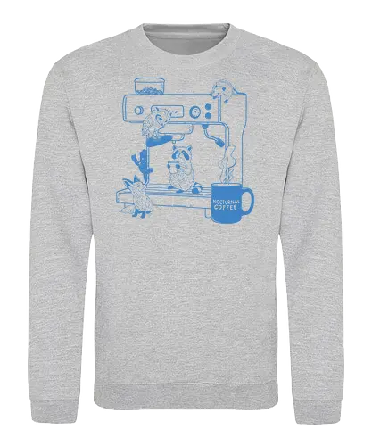 Nocturnal Coffee  - nocturnal, coffee, animal, minimalist, raccoon, fox, owl, opossum, espresso, coffee lover - Sweatshirt