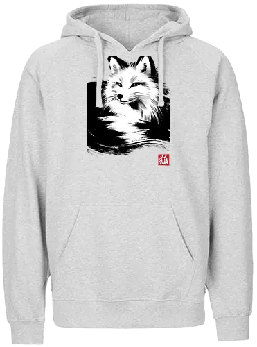 Fox resting sumi e - fox, foxes, animals, forest, nature, japan, japanese art - Fairtrade Hoodie