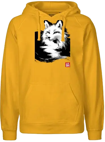 Fox resting sumi e - fox, foxes, animals, forest, nature, japan, japanese art - Fairtrade Hoodie