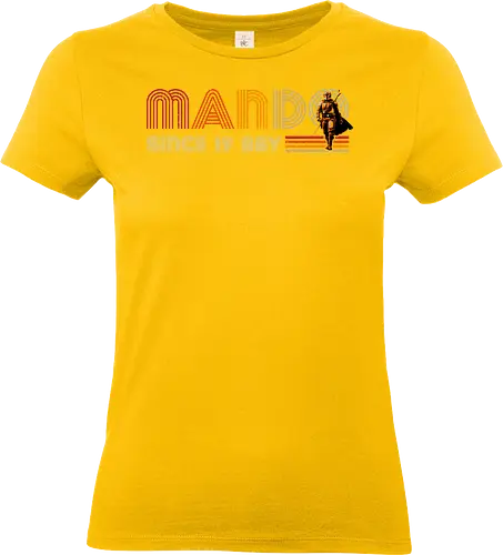 Mando since 19BBY - series, mando, Bounty Hunter, cub, retro, vintage, baby yoda - Standard T-Shirt (Frauen)