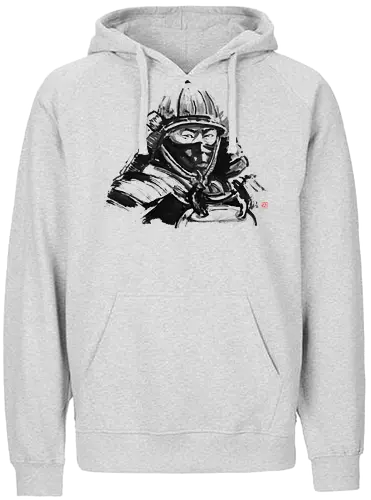 samurai face - samurai, japan, sumie, armor - Fairtrade Hoodie