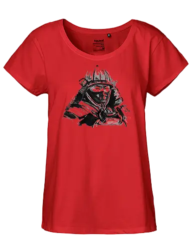 samurai face - samurai, japan, sumie, armor - Fairtrade Girl Shirt