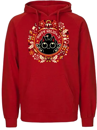 Gifts And Paws - Christmas Black Cat - merry xmas, gifts, gingerbread, festive, happy holidays, winter season, cute, kitten, kitty, christmas presents, black cat, funny, christmas - Fairtrade Hoodie
