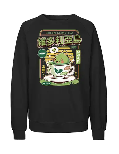Ramuramu Valley Green Tea - maplestory, green tea, pink bean, maplestory 2, maple story, slime, yeti, mushroom, kawaii, anime, chibi, nostalgia, video game, gaming, gamer, zakum helm, story, orange mushroom, ragnarok online - Fairtrade Sweatshirt