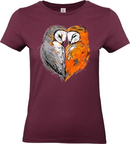 Owls in love - owls, birds, love, heart, nature, painting, artistic, animals, cute - Standard T-Shirt (Frauen)