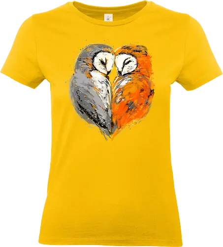 Owls in love - owls, birds, love, heart, nature, painting, artistic, animals, cute - Standard T-Shirt (Frauen)
