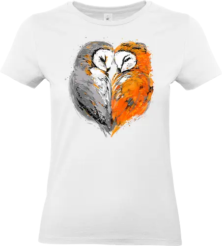 Owls in love - owls, birds, love, heart, nature, painting, artistic, animals, cute - Standard T-Shirt (Frauen)