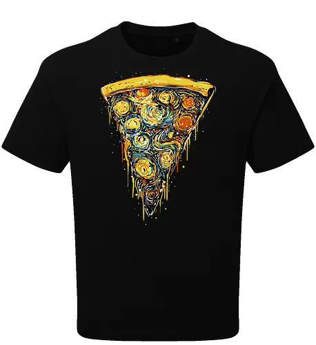 Starry slice - pizza, pizza lovers, food, Vincen Van Gogh, painting, funn, funny, memes, starry nights - Oversize T-Shirt
