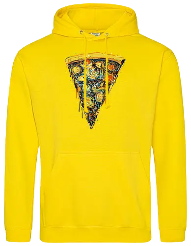 Starry slice - pizza, pizza lovers, food, Vincen Van Gogh, painting, funn, funny, memes, starry nights - Standard Hoodie