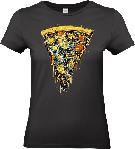 Starry slice - pizza, pizza lovers, food, Vincen Van Gogh, painting, funn, funny, memes, starry nights - Standard T-Shirt (Frauen)