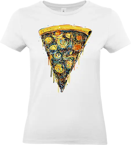 Starry slice - pizza, pizza lovers, food, Vincen Van Gogh, painting, funn, funny, memes, starry nights - Standard T-Shirt (Frauen)