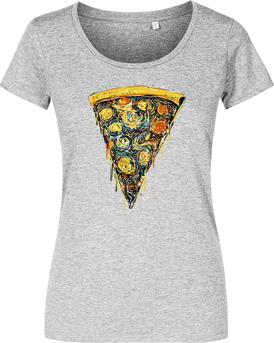 Starry slice - pizza, pizza lovers, food, Vincen Van Gogh, painting, funn, funny, memes, starry nights - Damen T-Shirt