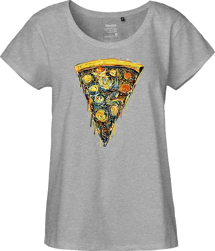 Starry slice - pizza, pizza lovers, food, Vincen Van Gogh, painting, funn, funny, memes, starry nights - Fairtrade Girl Shirt