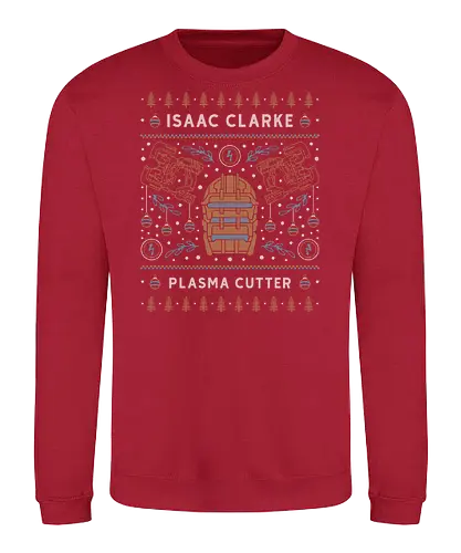 Isaac Clarke Ugly Sweater - dead, cosmos, survival horror, gaming, gamer, video game, isaac clarke, space, science fiction, plasma cutter, necromorph, unitology, the marker, michael altman, usg ishimura, ugly christmas sweater - Sweatshirt