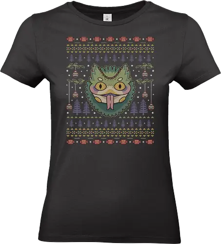 Pukei Pukei Ugly Sweater - monster, hunting, gamer, gaming, video games, iceborne, wyvern, felyne, pickle, hunter, christmas, ugly christmas sweater, xmas - Standard T-Shirt (Frauen)