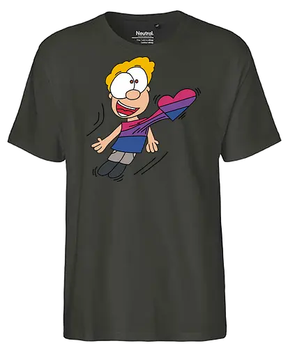 Herzschlag Bisexuell - comic, comics, comic style, comic stil, bisexuell, bi, lgbt, lgbtq, lgbtqia+, queer, liebe - Fairtrade T-Shirt