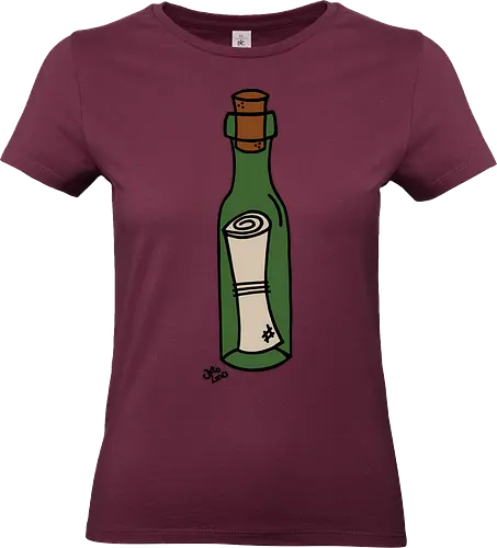 Flaschenpost (bunt) - Augen, Comic, Comic Style, Comic Stil, Zeichnung, flasche, flaschenpost, pirat, piraten, kapitän - Standard T-Shirt (Frauen)